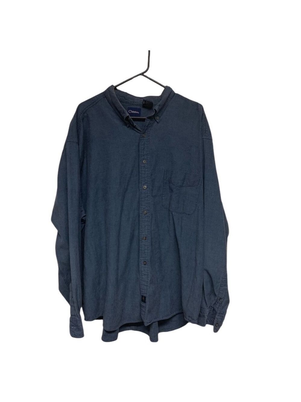 Catalina blue button down casual long sleeve cotton mens shirt size 3XL XXXL